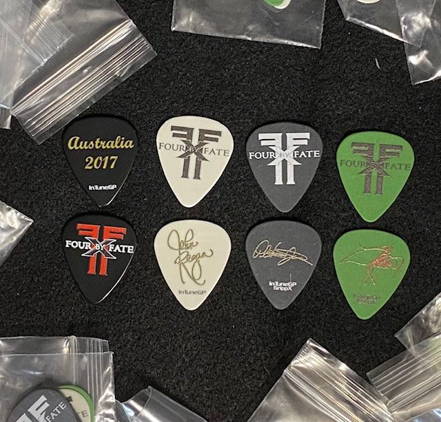 Rare FOUR BY FATE Australian guitar pic collection (John, Pat and Tod) package of four for $12 THERE ARE NO MORE.