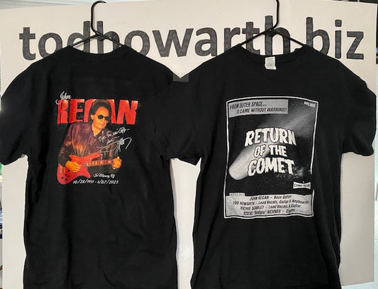 John Regan memorial prints available on the backs of existing Large RETURN OF THE COMET Tee-Shirts